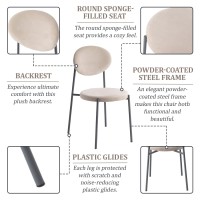 Leisuremod Euston Modern Velvet Dining Kitchen Side Chair With Powder Coated Grey Steel Frame, Beige