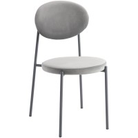 Leisuremod Euston Modern Velvet Dining Kitchen Side Chair With Powder Coated Grey Steel Frame
