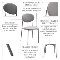 Leisuremod Euston Modern Velvet Dining Kitchen Side Chair With Powder Coated Grey Steel Frame