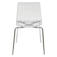 Leisuremod Ralph Mid-Century Dining Chair With Chrome Base In Clear, Set Of 2