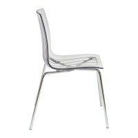 Leisuremod Ralph Mid-Century Dining Chair With Chrome Base In Clear