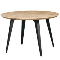 Leisuremod Ravenna Modern Round Wood 47 Dining Table With Metal Legs (Butternut)