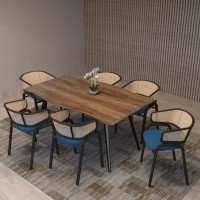 Leisuremod Ravenna Modern Rectangular Wood 63 Dining Table With Metal Legs (Dark Brown)