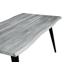 Leisuremod Ravenna Modern Rectangular Wood 63 Dining Table With Metal Legs (Sunbleached Grey)
