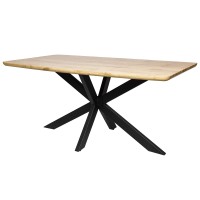 Leisuremod Ravenna 63 Rectangular Wood Dining Table With Geometric Base (Natural Wood)