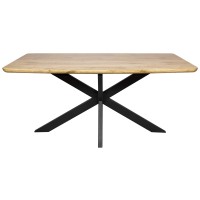 Leisuremod Ravenna 63 Rectangular Wood Dining Table With Geometric Base (Natural Wood)