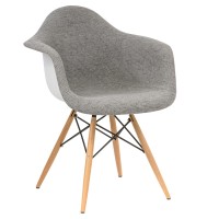 Leisuremod Willow Mid-Century Fabric Eiffel Wooden Base Accent Side Armchair (Grey)