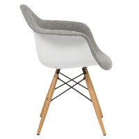 Leisuremod Willow Mid-Century Fabric Eiffel Wooden Base Accent Side Armchair, Set Of 4 (Grey)