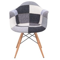 Leisuremod Willow Mid-Century Fabric Eiffel Wooden Base Accent Side Armchair (Grey)