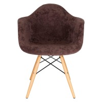 Leisuremod Willow Velvet Eiffel Wooden Base Accent Chair Living Room Armchair Modern Side Chair (Coffee Brown)