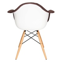 Leisuremod Willow Velvet Eiffel Wooden Base Accent Chair Living Room Armchair Modern Side Chair (Coffee Brown)