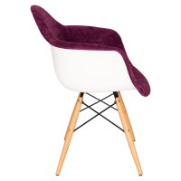 Leisuremod Willow Velvet Eiffel Wooden Base Accent Chair Living Room Armchair Modern Side Chair Set Of 2 (Purple)