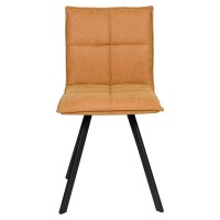 Leisuremod Wesley Modern Leather Kitchen And Dining Chairs With Metal Legs Set Of 2 (Light Brown)