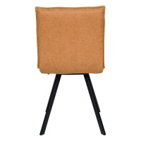 Leisuremod Wesley Modern Leather Kitchen And Dining Chairs With Metal Legs (Light Brown)