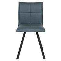 Leisuremod Wesley Modern Leather Kitchen And Dining Chairs With Metal Legs Set Of 4 (Peacock Blue)