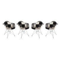 Leisuremod Willow Fabric Eiffel Chrome Base Accent Chair Living Room Armchair Modern Side Chair Set Of 4 (Multi)