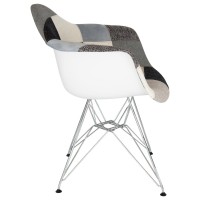 Leisuremod Willow Fabric Eiffel Chrome Base Accent Chair Living Room Armchair Modern Side Chair (Multi)