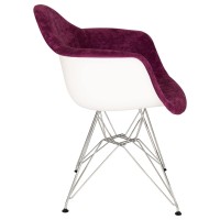 Leisuremod Willow Velvet Eiffel Chrome Base Accent Chair Living Room Armchair Modern Side Chair (Purple)