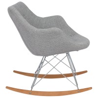 Leisuremod Willow Fabric Eiffel Base Modern Rocking Chair, Single, Grey