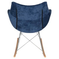 Leisuremod Willow Velvet Eiffel Base Petite Rocking Chair (Navy Blue)