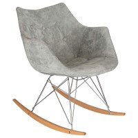 Leisuremod Willow Velvet Eiffel Base Petite Rocking Chair (French Silver)