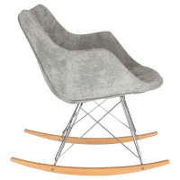 Leisuremod Willow Velvet Eiffel Base Petite Rocking Chair (French Silver)