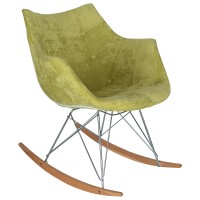 Leisuremod Willow Velvet Eiffel Base Petite Rocking Chair (Lemon Green)