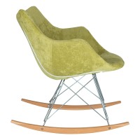 Leisuremod Willow Velvet Eiffel Base Petite Rocking Chair (Lemon Green)