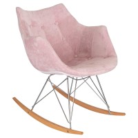 Leisuremod Willow Velvet Eiffel Base Petite Rocking Chair (Pink)