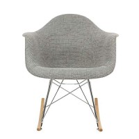 Leisuremod Wilson Twill Fabric Eiffel Base Rocking Armchair (Grey)