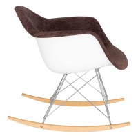 Leisuremod Wilson Velvet Eiffel Base Rocking Armchair Living Room Accent Chair (Coffee Brown)