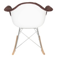 Leisuremod Wilson Velvet Eiffel Base Rocking Armchair Living Room Accent Chair (Coffee Brown)