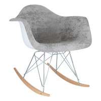 Leisuremod Wilson Velvet Eiffel Base Rocking Armchair Living Room Accent Chair (Cloudy Gray)