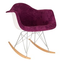 Leisuremod Wilson Velvet Eiffel Base Rocking Armchair Living Room Accent Chair (Purple)