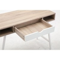 Lilola Home Julia Light Brown Oak And White Desk With Drawer And 2 Compartments