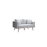 Lilola Home Easton Light Gray Linen Fabric Sofa Loveseat Living Room Set With Usb Charging Ports Pockets & Pillows