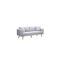 Lilola Home Easton Light Gray Linen Fabric Sofa Loveseat Chair Living Room Set With Usb Charging Ports Pockets & Pillows