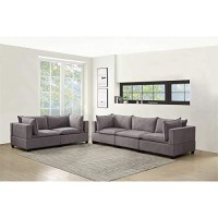 Lilola Home Madison Light Gray Fabric Sofa Loveseat Living Room Set