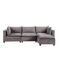 Lilola Home Madison Light Gray Fabric Reversible Sectional Sofa Ottoman