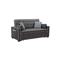 Lilola Home Cody Fabric Sleeper Sofa With 2 Usb Charging Ports And 4 Accent Pillows, Gray