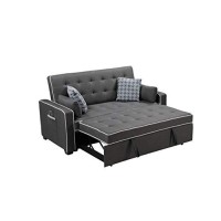 Lilola Home Cody Fabric Sleeper Sofa With 2 Usb Charging Ports And 4 Accent Pillows, Gray