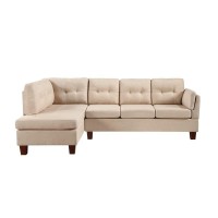 Lilola Home Dalia Khaki Linen Modern Sectional Sofa With Left Facing Chaise