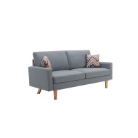 Lilola Home Bahamas Gray Linen Sofa And 2 Chairs With 2 Throw Pillows