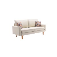 Lilola Home Bahamas Beige Linen Sofa With 2 Throw Pillows