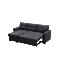 Lilola Home Kinsley Dark Gray Woven Fabric Sleeper Sectional Sofa Chaise With Usb Charger And Tablet Pocket