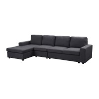 Bailey Sofa With Reversible Chaise In Dark Gray Linen