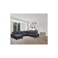 Dakota Sectional Sofa With Reversible Chaise In Dark Gray Linen