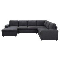 Dakota Sectional Sofa With Reversible Chaise In Dark Gray Linen