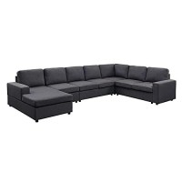 Hayden Modular Sectional Sofa With Reversible Chaise In Dark Gray Linen