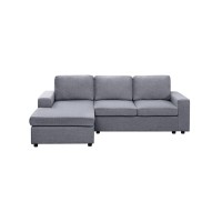 Lilola Home Aurelle Light Gray Linen Reversible Sectional Sofa Chaise